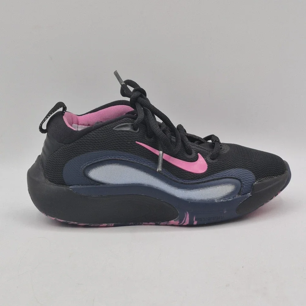 Nike Basketball Shoes Youth Size 1Y Black Pink Low Top Sneakers FN4384-003 - Picture 4 of 11